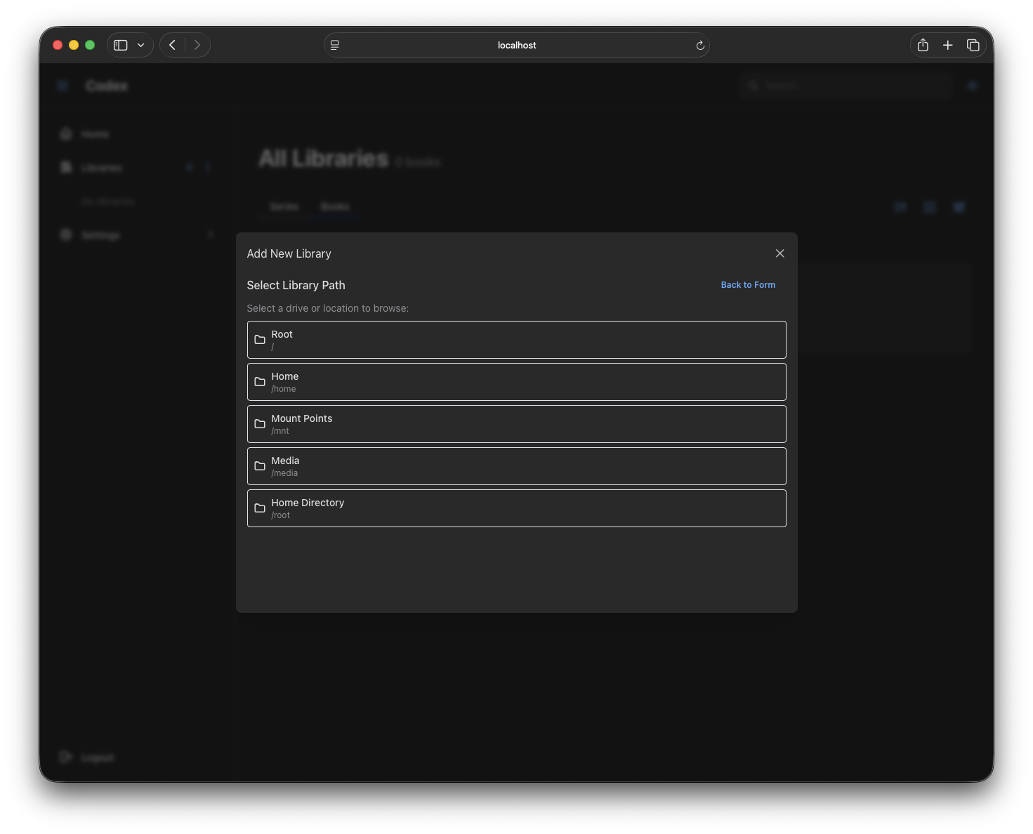 Add Library - Path Selection