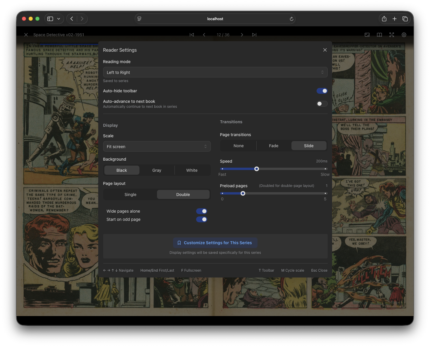 Comic Reader Settings