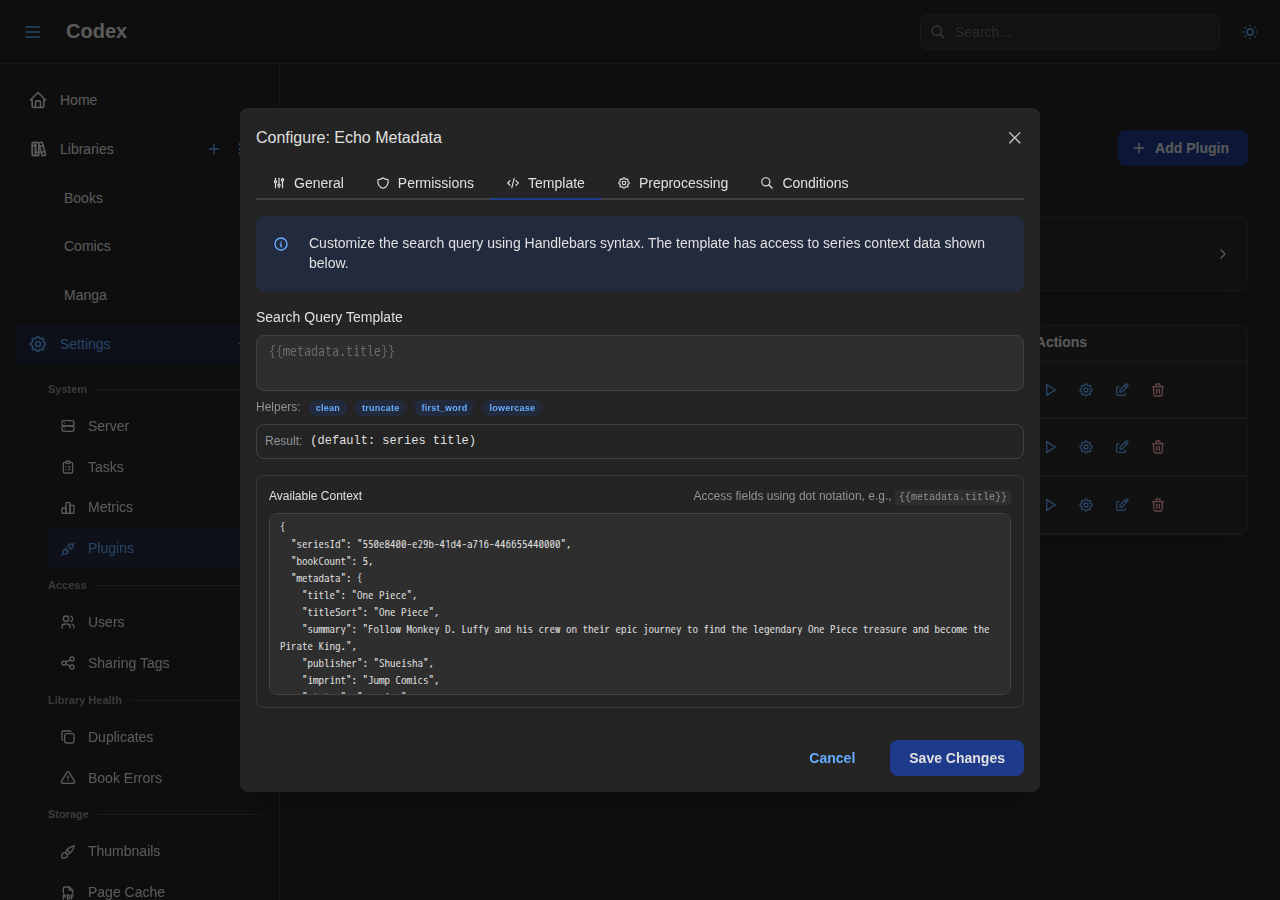 Config Modal - Template