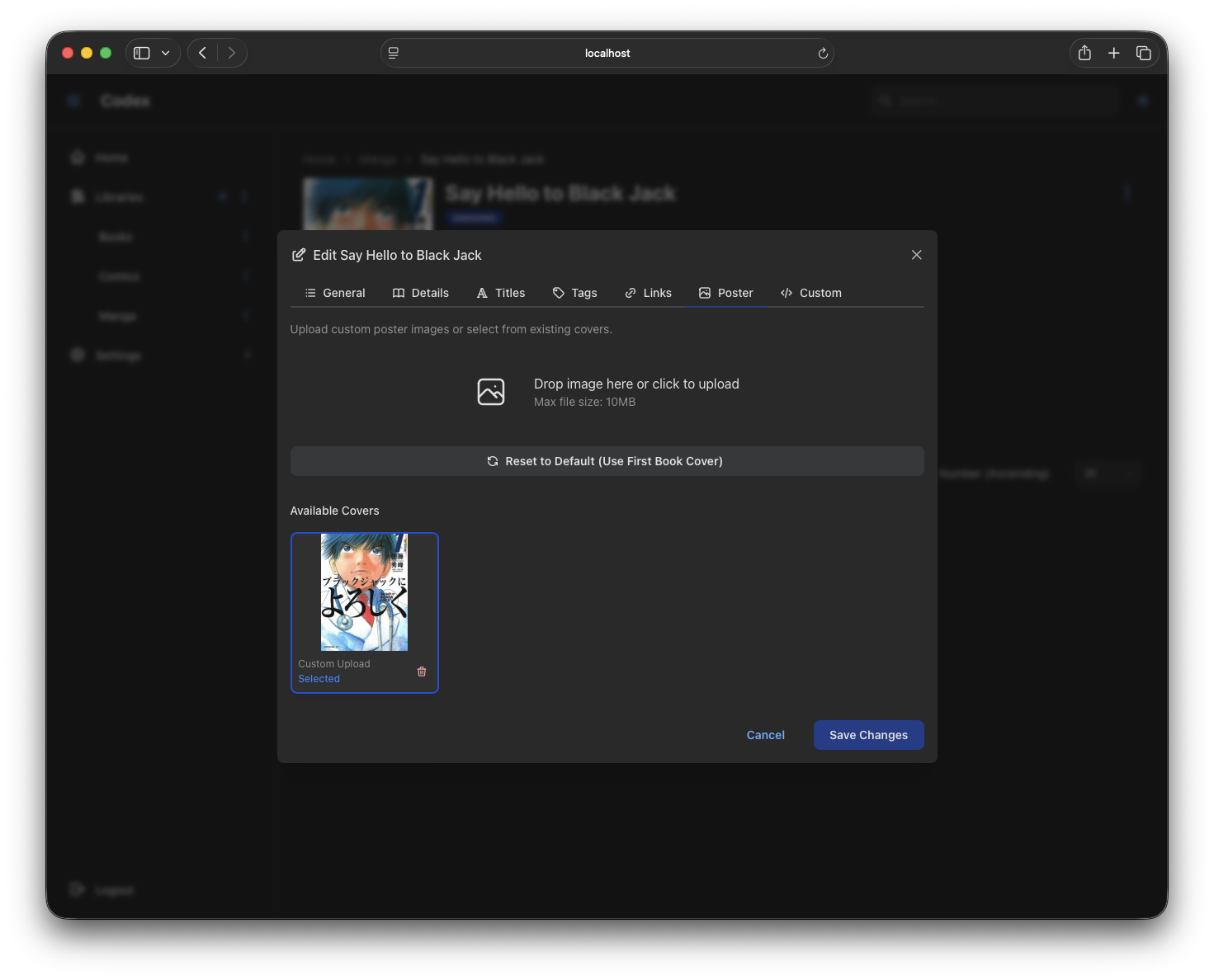 Edit Metadata - Poster Selected