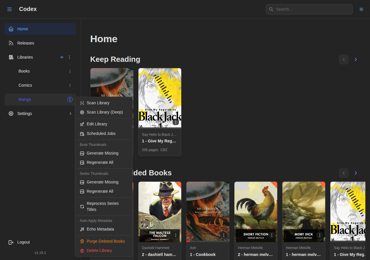 Library Sidebar - Plugin Dropdown