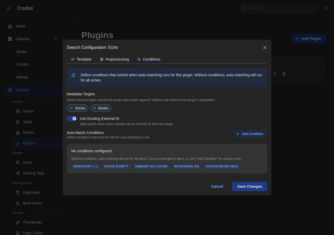 Plugin Auto-Match Conditions