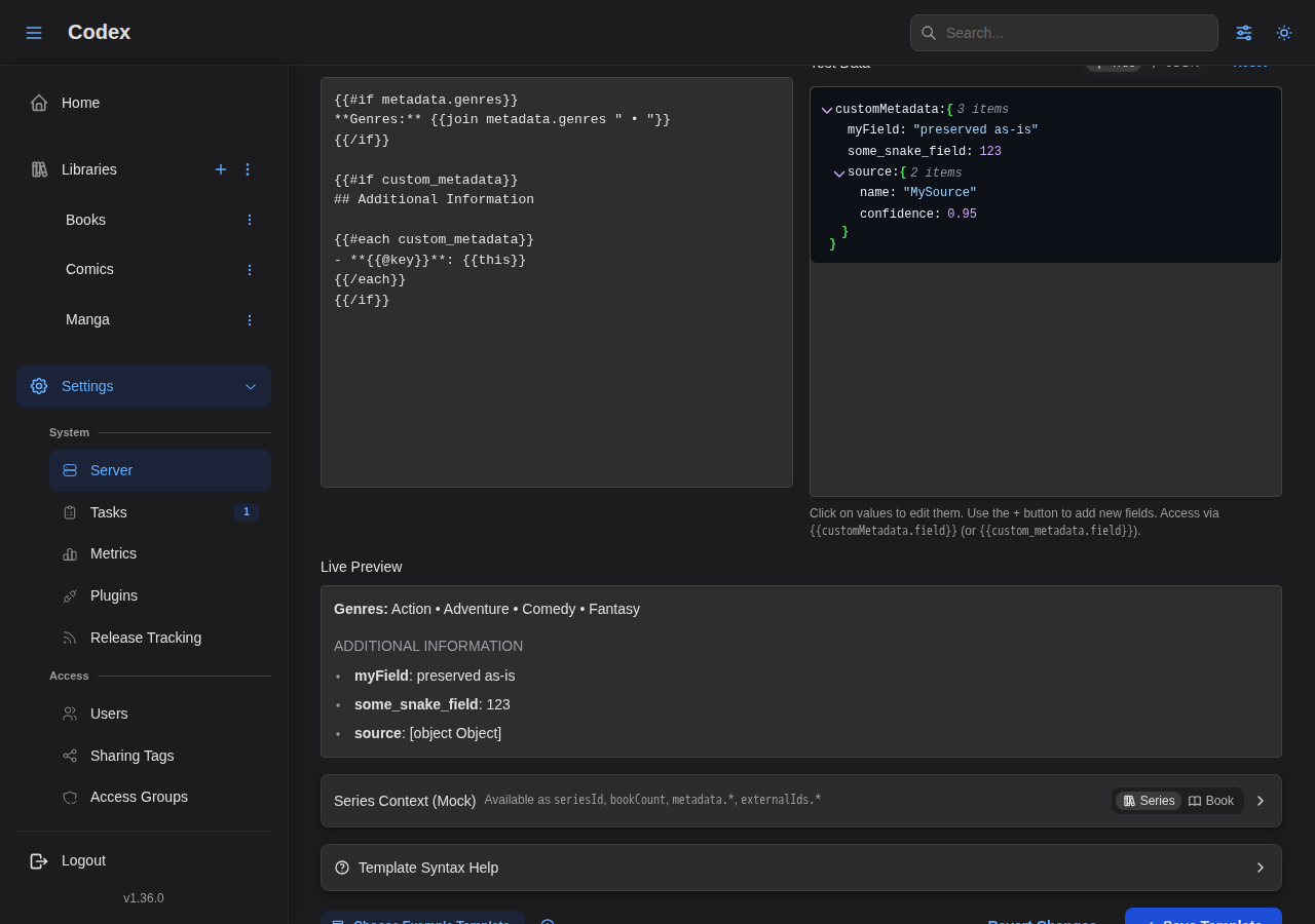 Custom Metadata on Series
