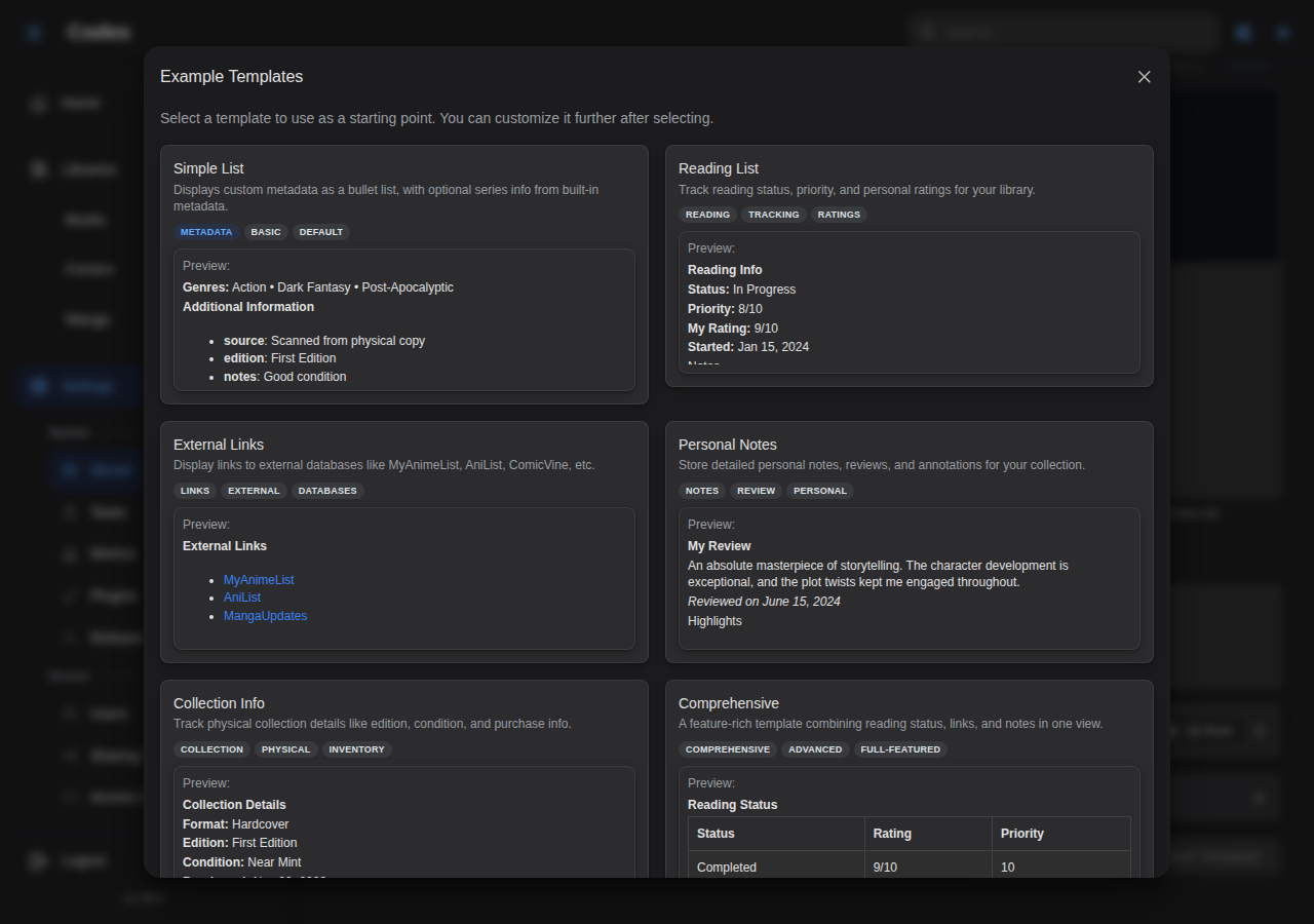 Custom Metadata Template Editor