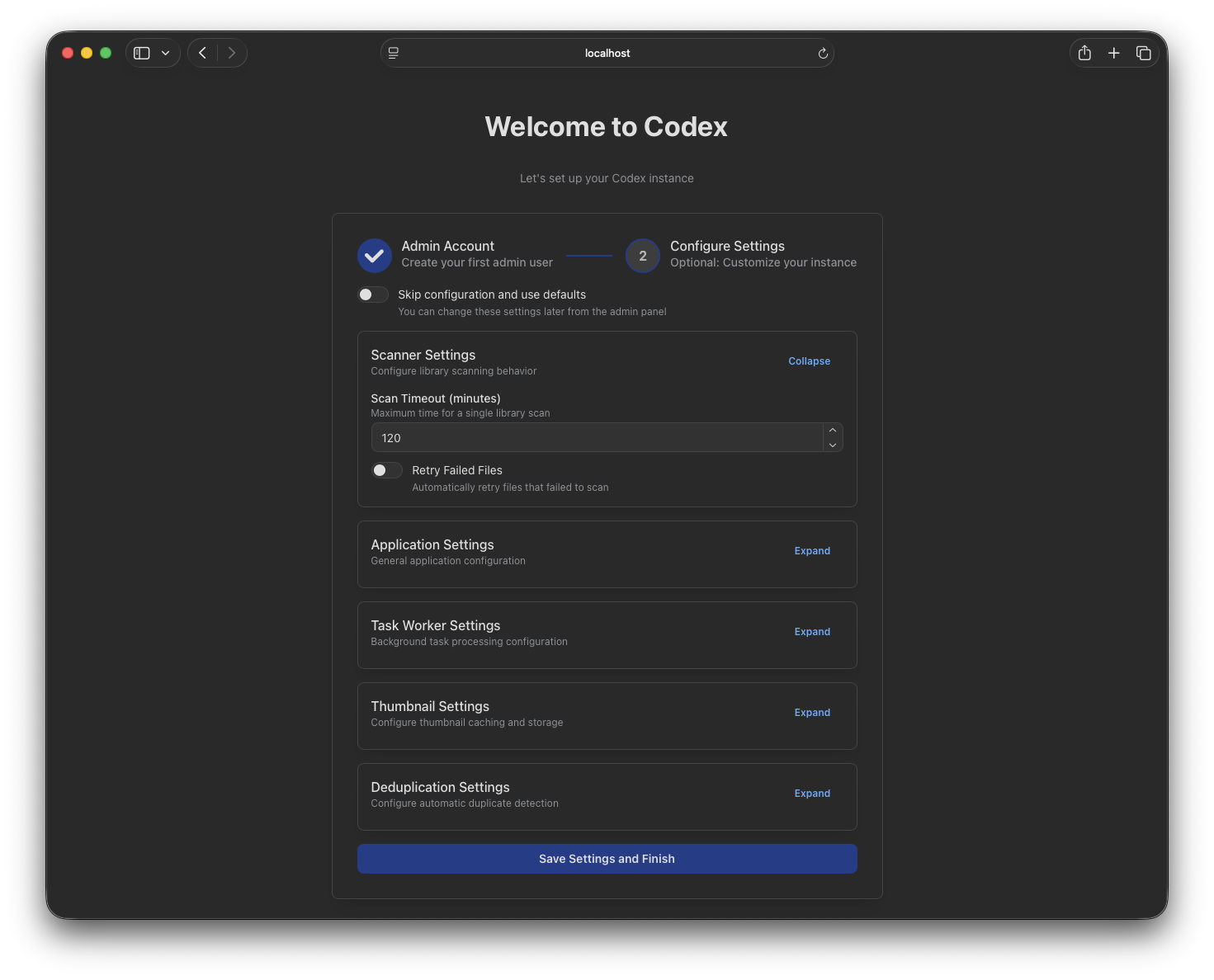Setup Wizard - Configure Settings